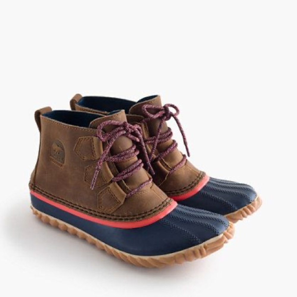 Women's Sorel for J.Crew Out N About Leather Boots in Elk Melon